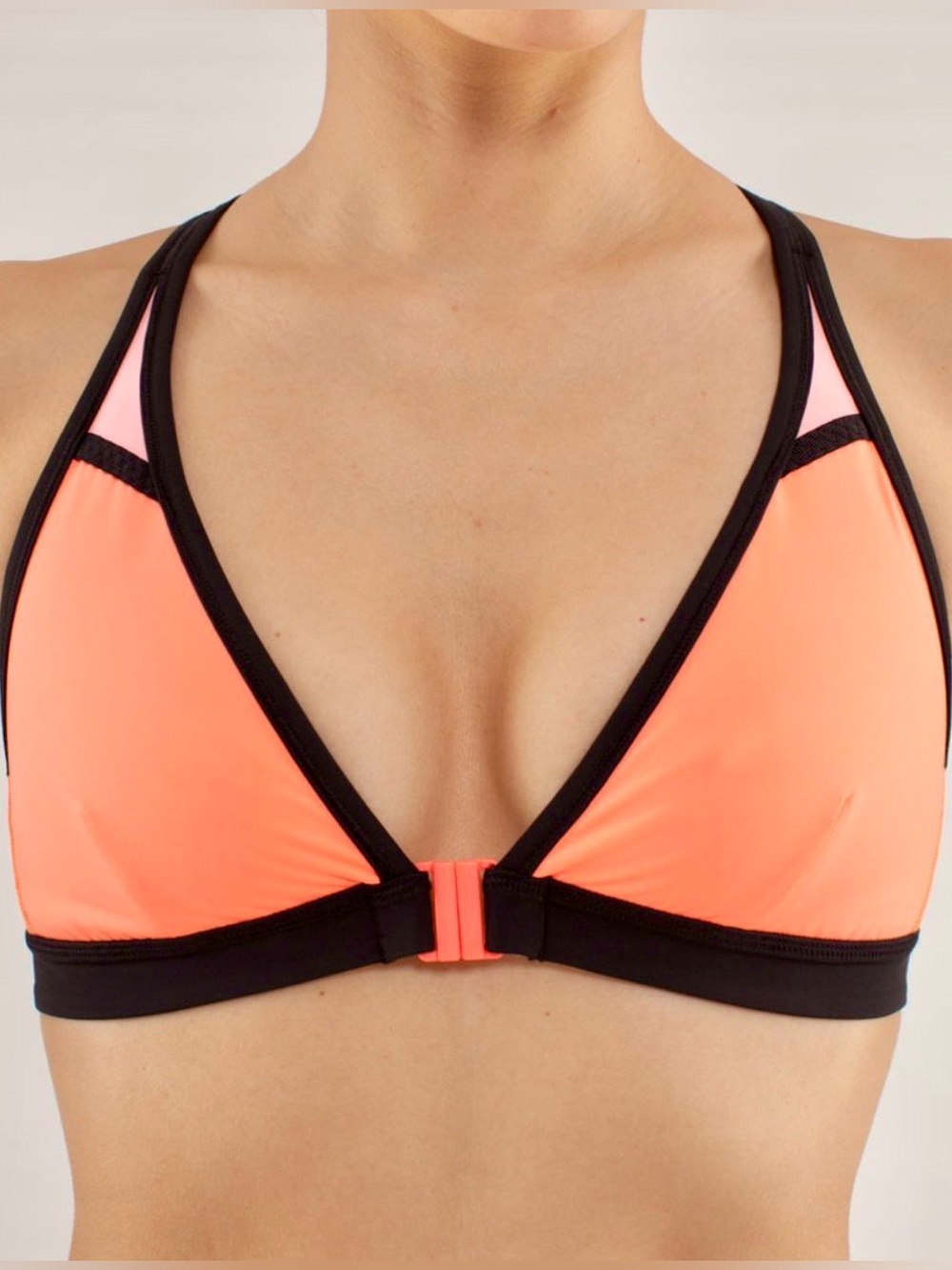 Lululemon Heat It Up Bra in Pop Orange / Bleached Coral / Black